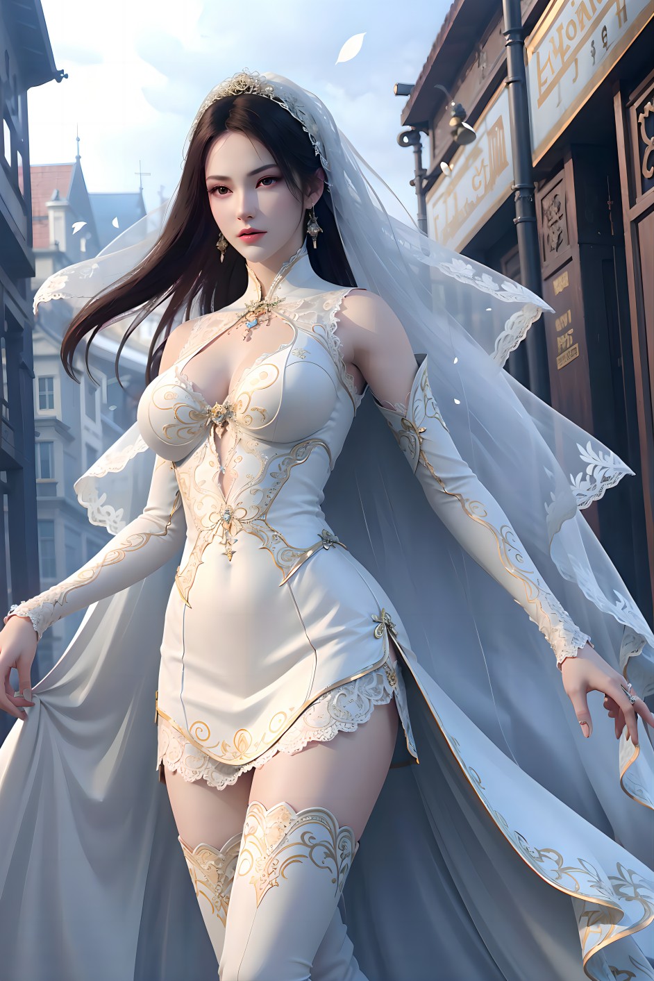 AI绘画-纳兰嫣然 婚纱-狗比国漫